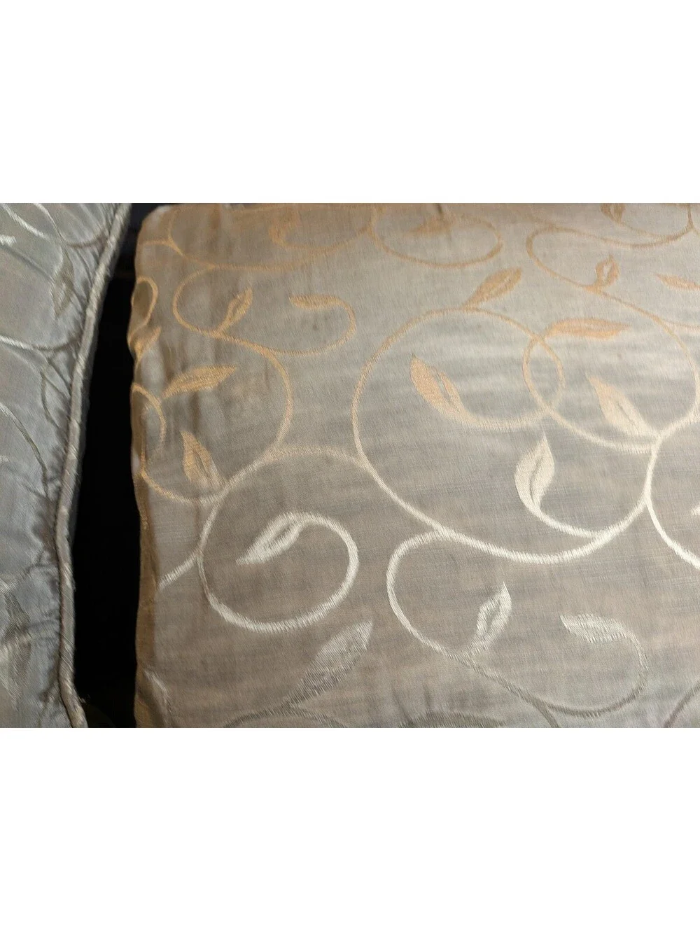 Beige Taupe Embroidered Scroll Floral Dining Chair Seat Cushion Neutral Decor